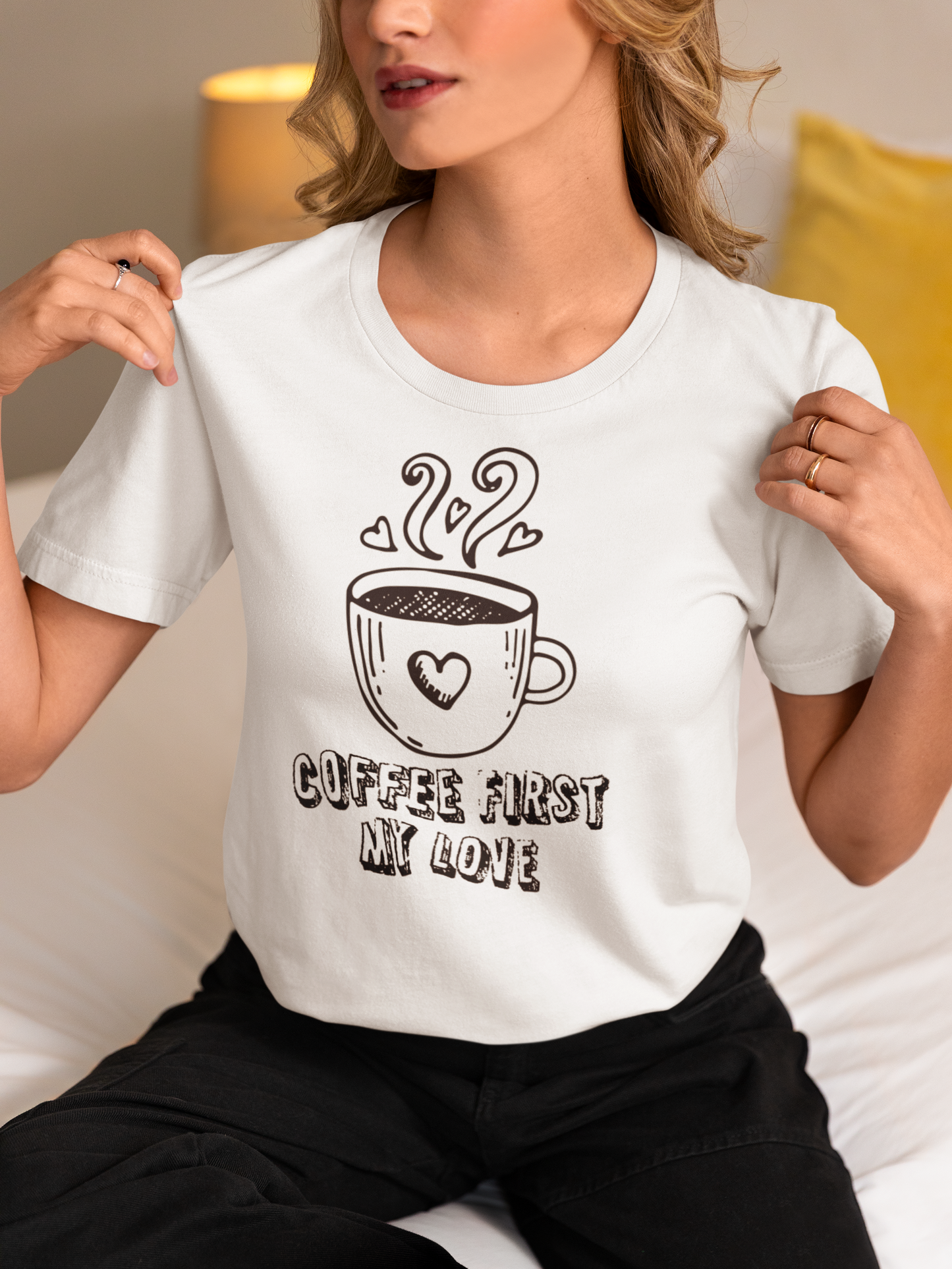 "COFFEE FIRST MY LOVE" Unisex Heavy Cotton Tee